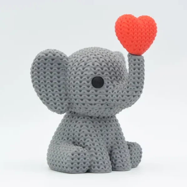 Éléphant cœur tricoté
